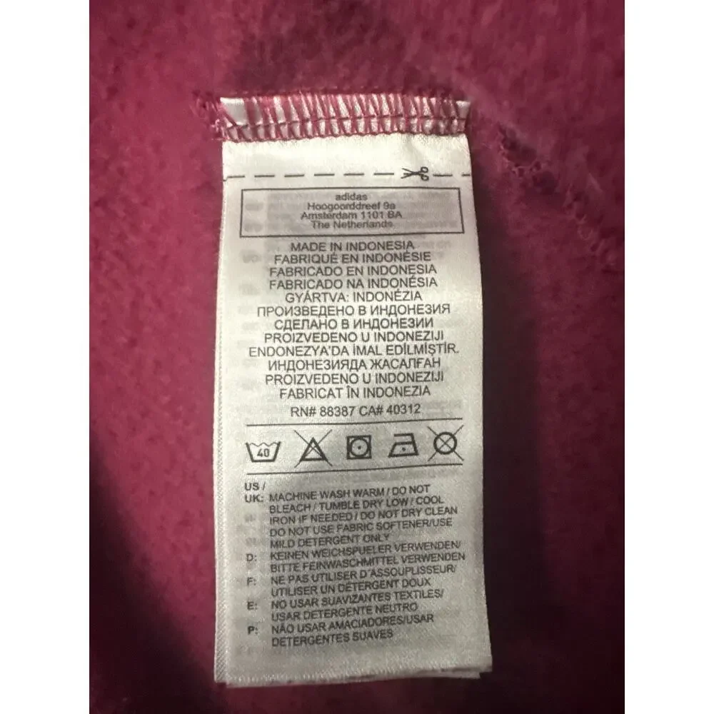 Adidas All Over Logo Hoodie Mens L Burgundy Pullover Sweatshirt